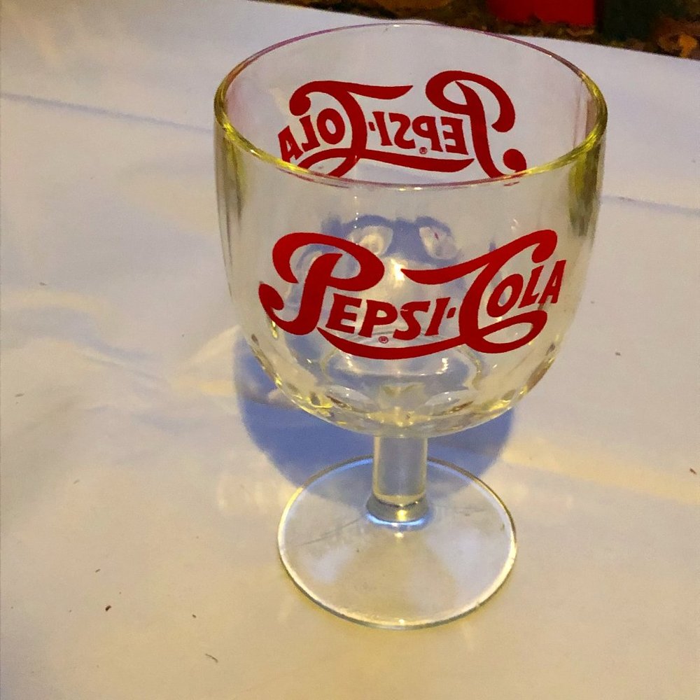 1960s Pepsi-Cola Coin Cut Glass Goblet Advertising